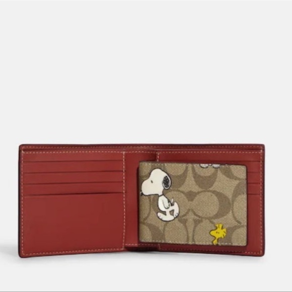 Coach X Peanuts 3 In 1 Wallet In Signature Canvas With Snoopy Woodstock - Picture 8 of 9